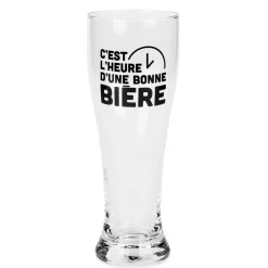 Products With Text*Attitudes Import 2 Beer Glass - C'Est L'Heure D'Une Bonne Biere