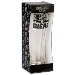 Products With Text*Attitudes Import 2 Beer Glass - C'Est L'Heure D'Une Bonne Biere