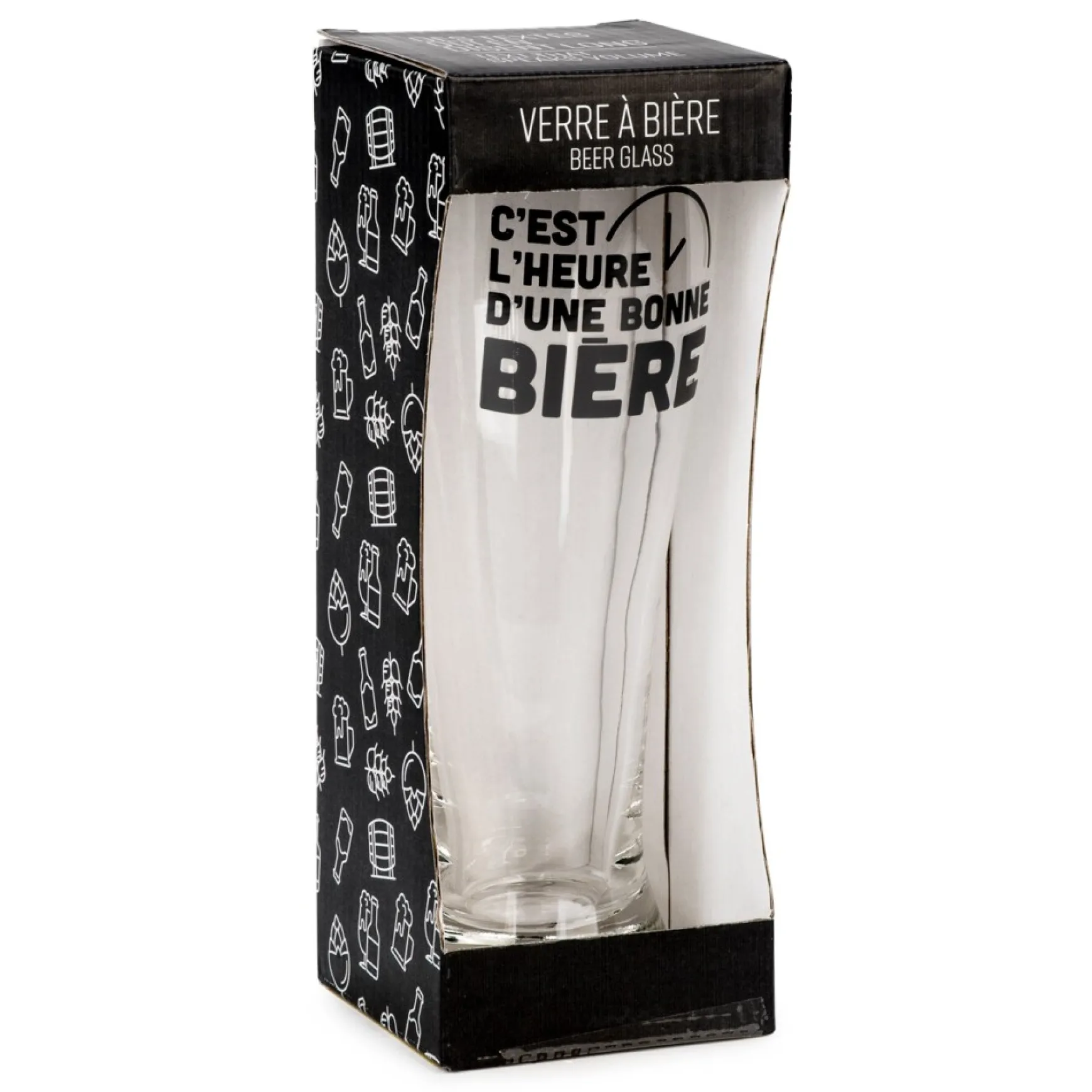 Products With Text*Attitudes Import 2 Beer Glass - C'Est L'Heure D'Une Bonne Biere
