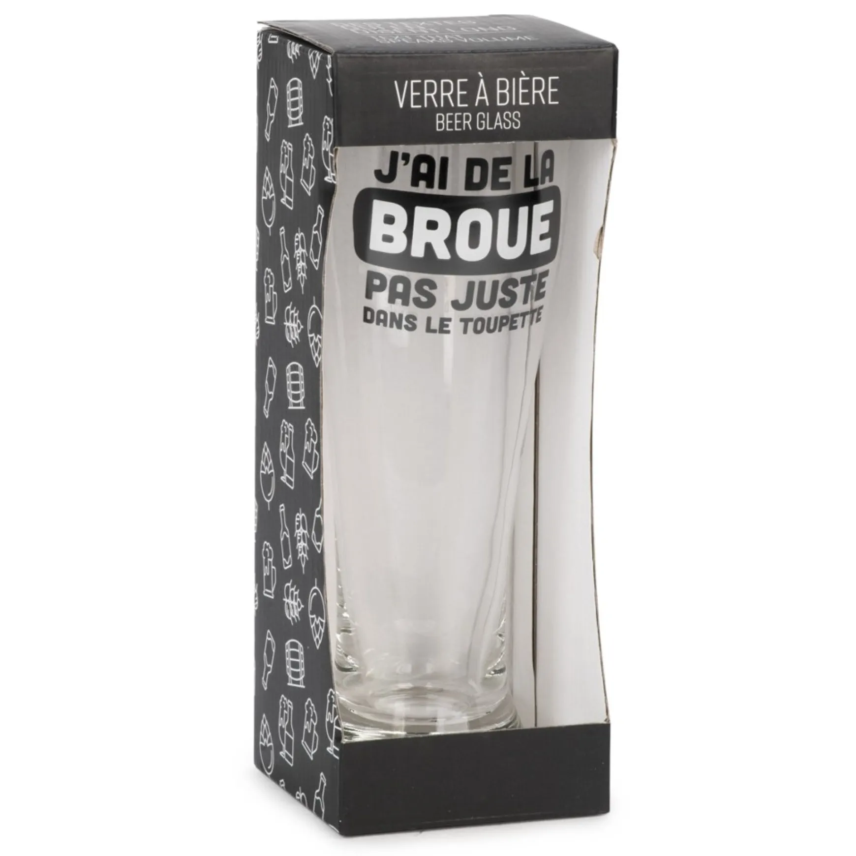Products With Text*Attitudes Import 2 Beer Glass - J'Ai De La Broue Dans Le Toupet