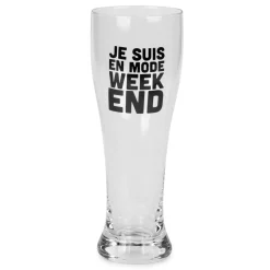 Products With Text*Attitudes Import 2 Beer Glass - Je Suis En Mode Week-End