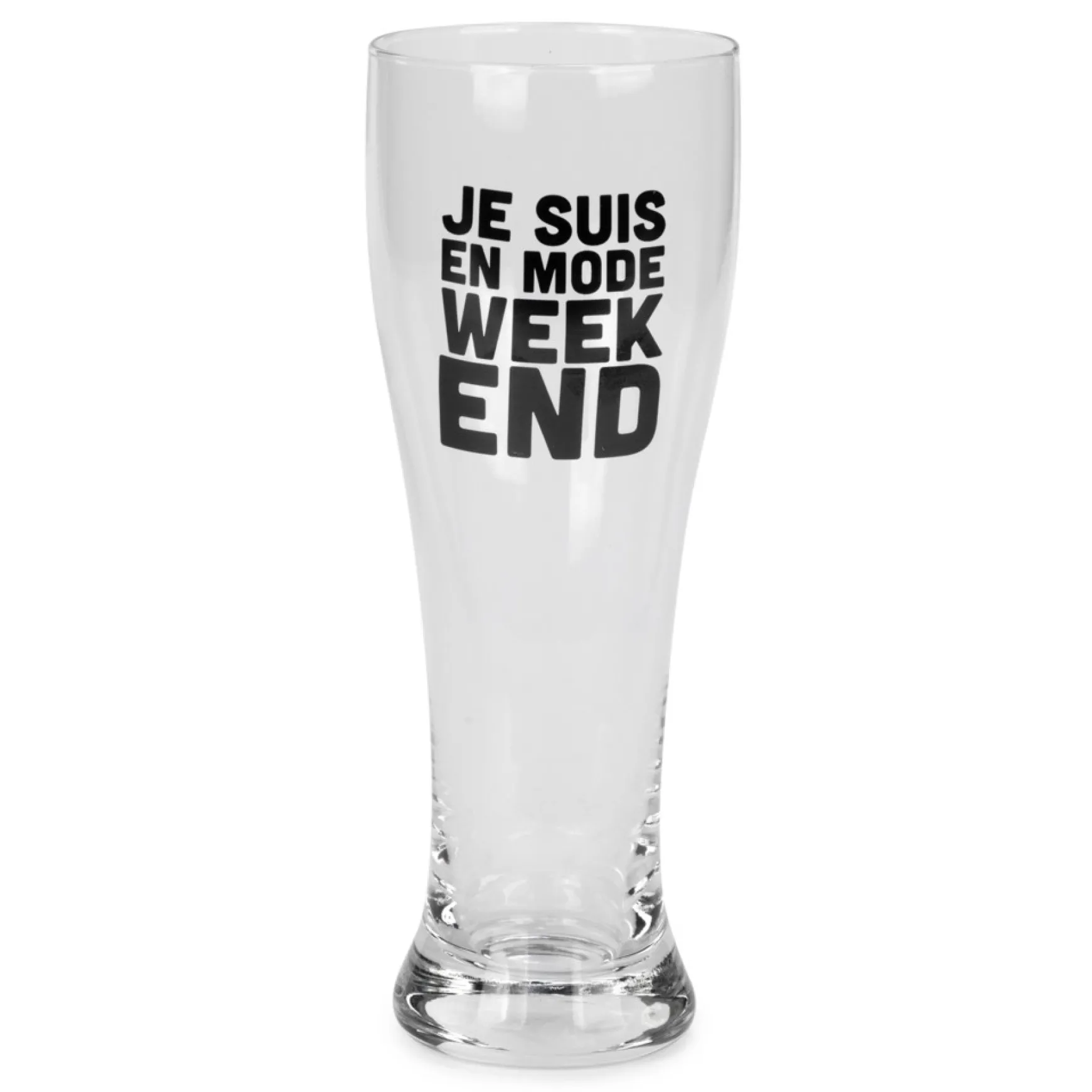 Products With Text*Attitudes Import 2 Beer Glass - Je Suis En Mode Week-End