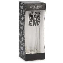 Products With Text*Attitudes Import 2 Beer Glass - Je Suis En Mode Week-End