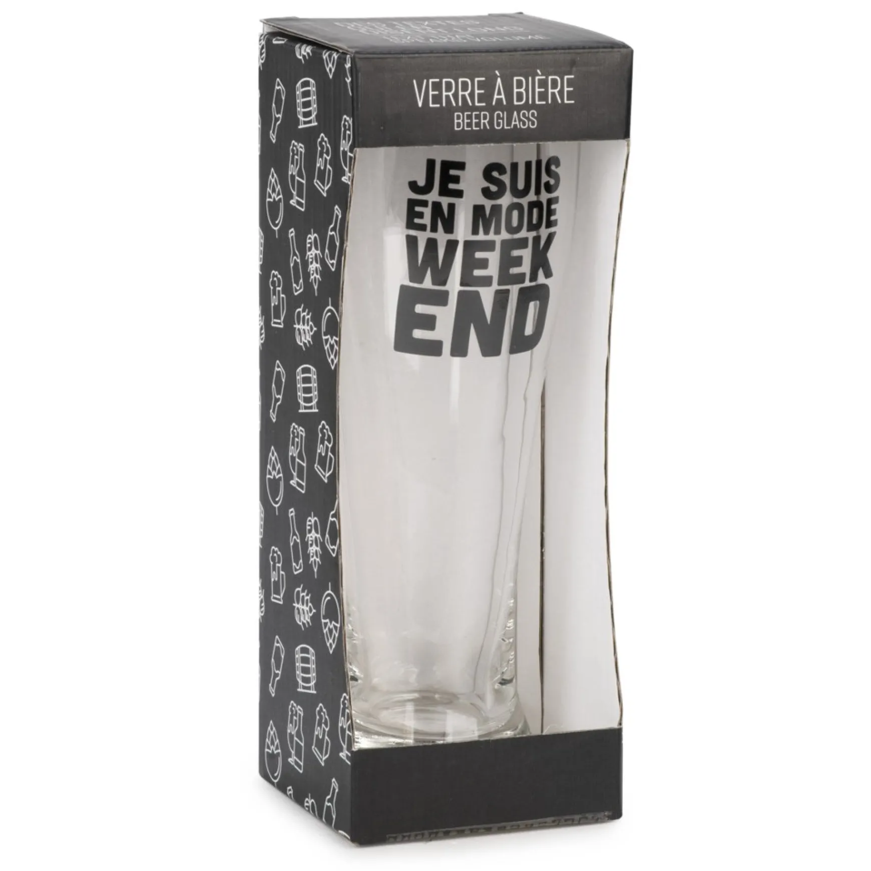 Products With Text*Attitudes Import 2 Beer Glass - Je Suis En Mode Week-End