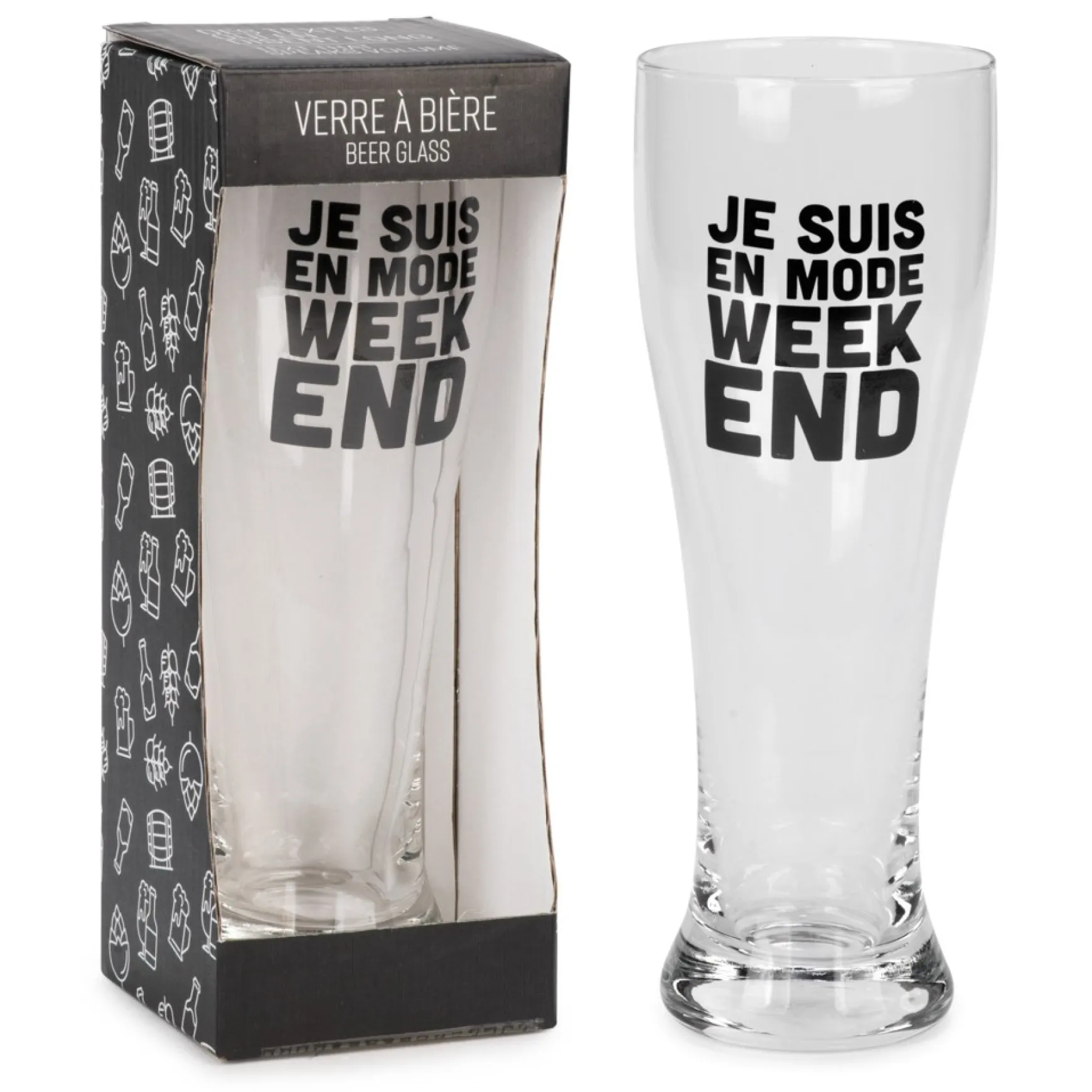 All For Beer*Attitudes Import 2 Beer Glass - Je Suis En Mode Week-End