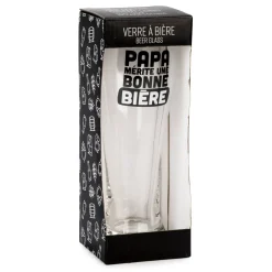 All For Beer*Attitudes Import 2 Beer Glass - Papa Merite Une Bonne Biere