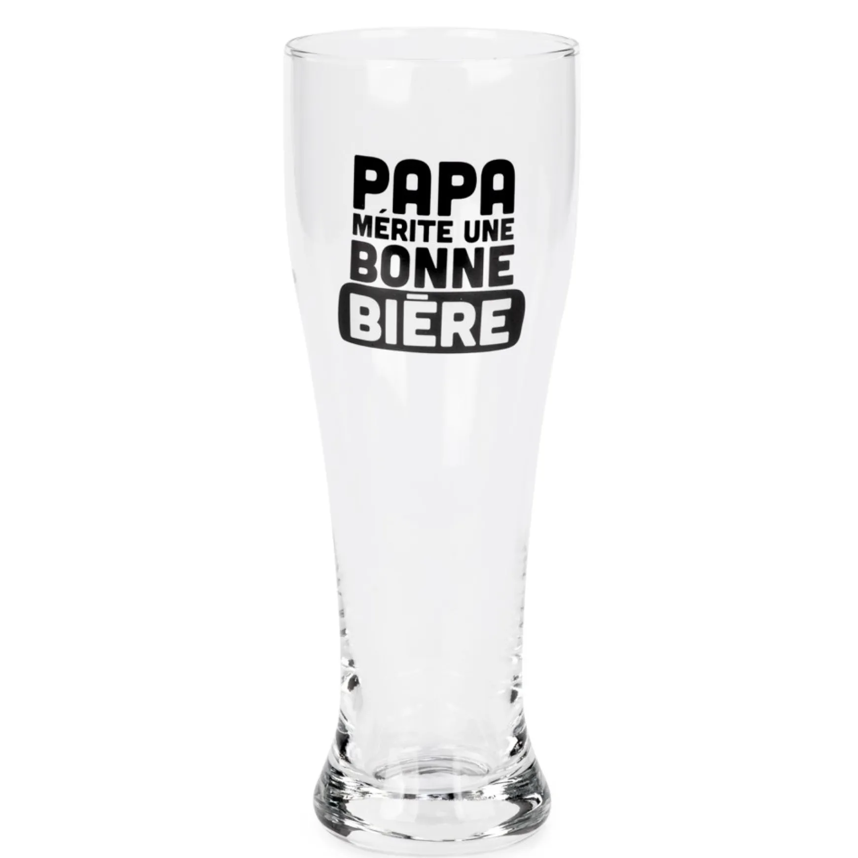 Products With Text*Attitudes Import 2 Beer Glass - Papa Merite Une Bonne Biere