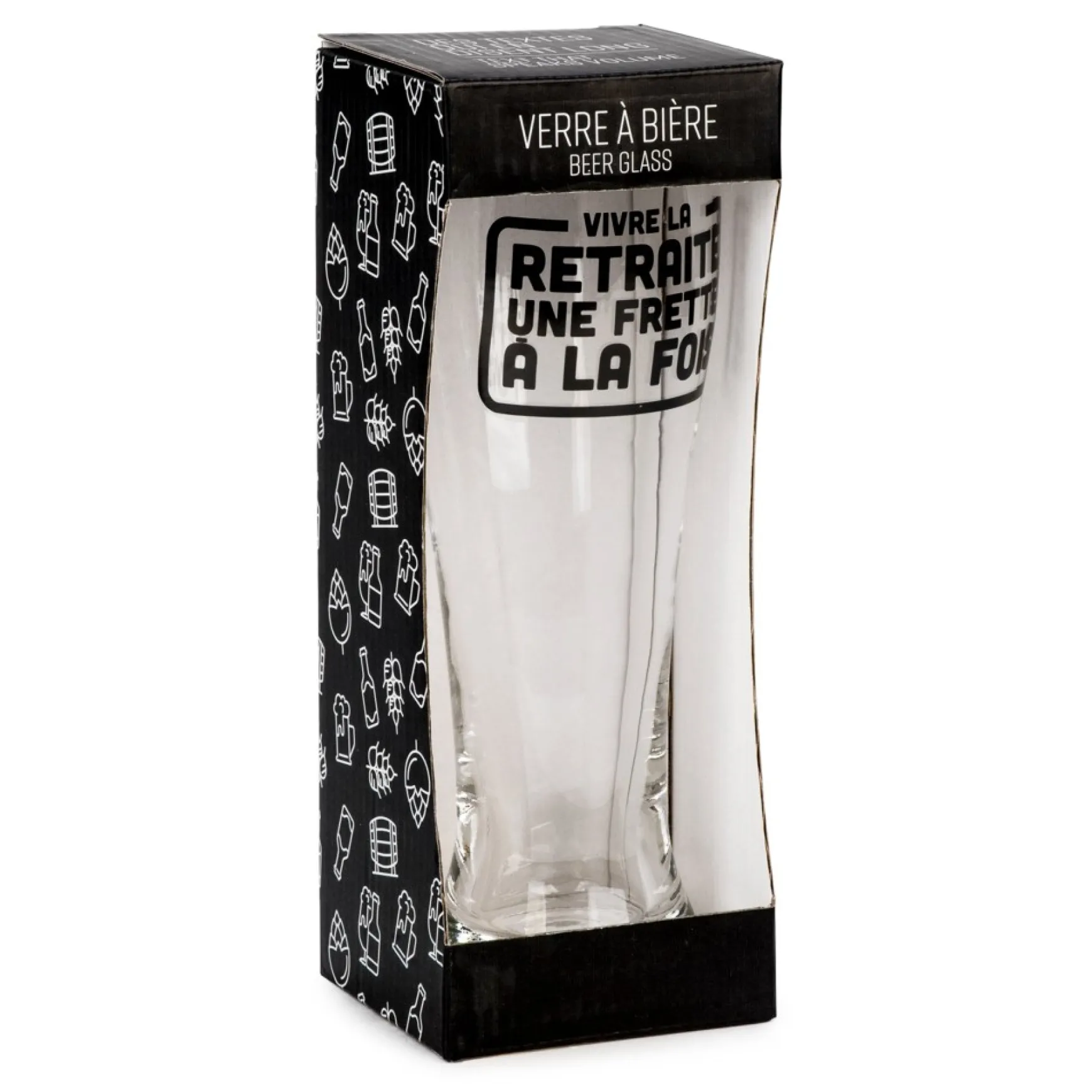Products With Text*Attitudes Import 2 Beer Glass - Vivre La Retraite Une Frette A La Fois