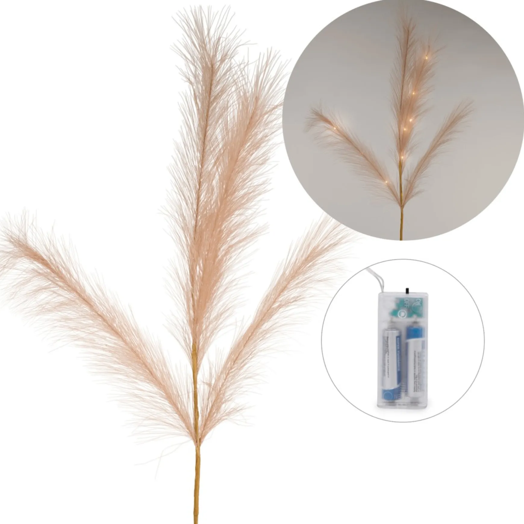 Dried Stems & Flowers*Attitudes Import Beige Feathers Stem - Illuminated