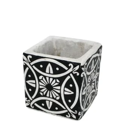Vases & Pots*Nostalgia Import Cement Deco Pot With Spanish Motifs - Black