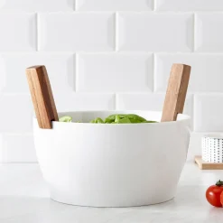 Serving Accessories*Safdie & Co Ceramic Salad Bowl With Utensils