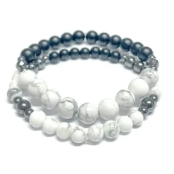 Bracelets*Dhyaan Duo Bracelets - Howlite And Hematite