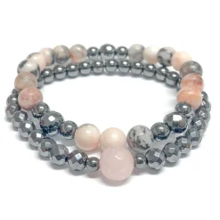 Bracelets*Dhyaan Duo Bracelets - Pink Opal And Hematite