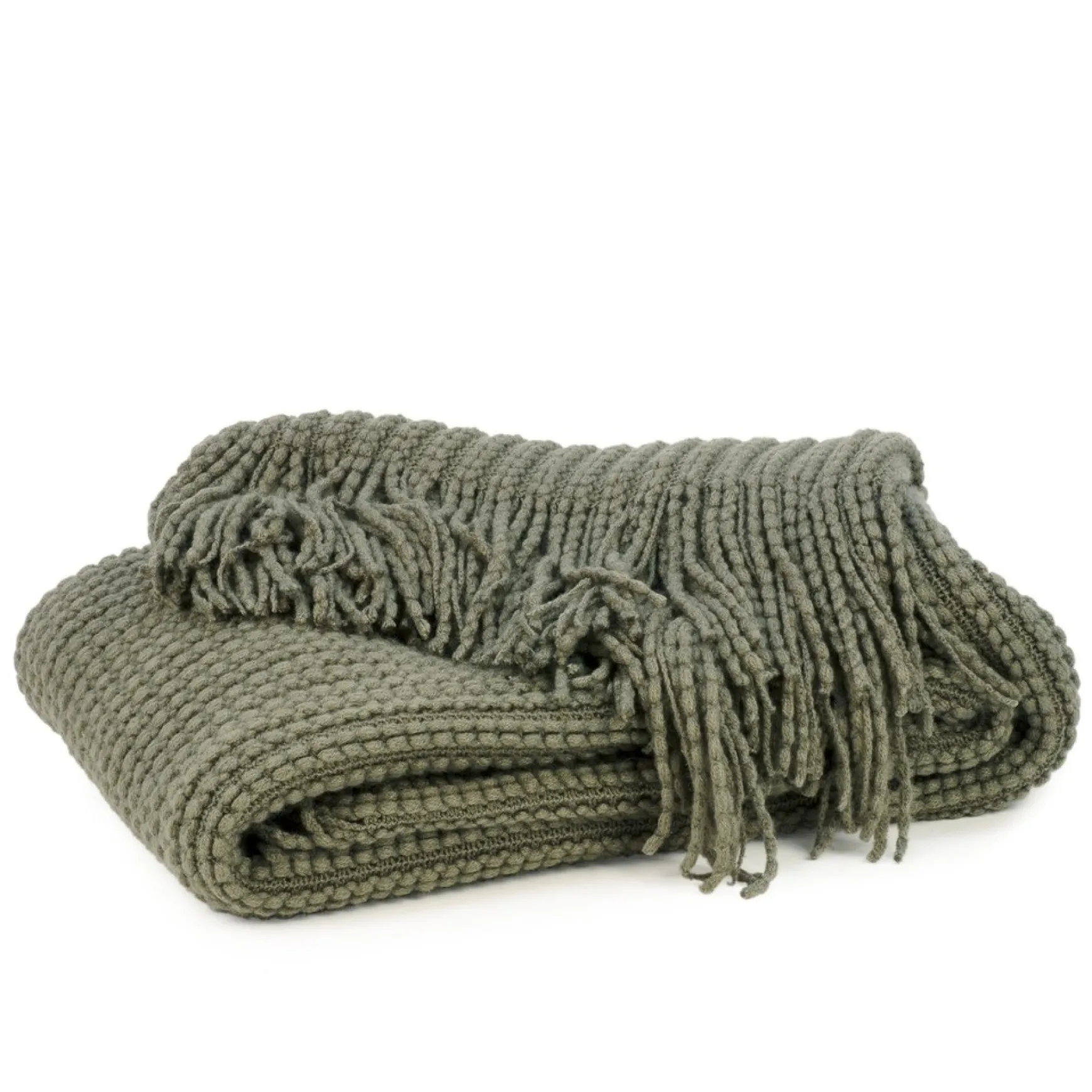 Throws*Attitudes Import 2 Fringe Throw - Khaki Green