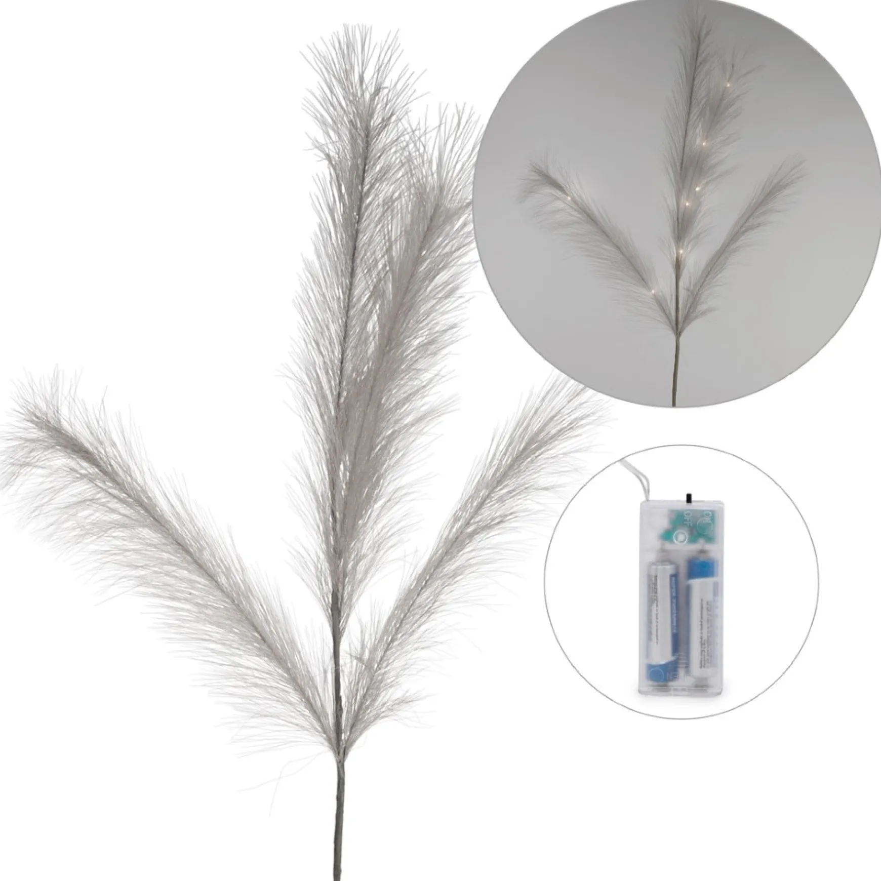 Dried Stems & Flowers*Attitudes Import Grey Feathers Stem - Illuminated