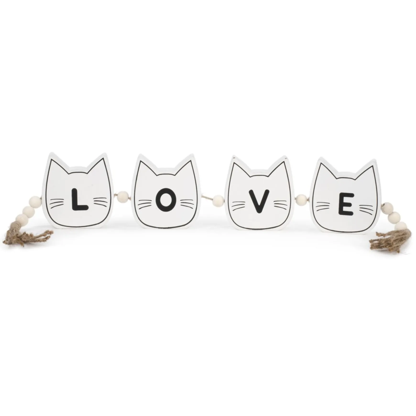 Decorative Objects*Attitudes Import Love On White Cats With Beads