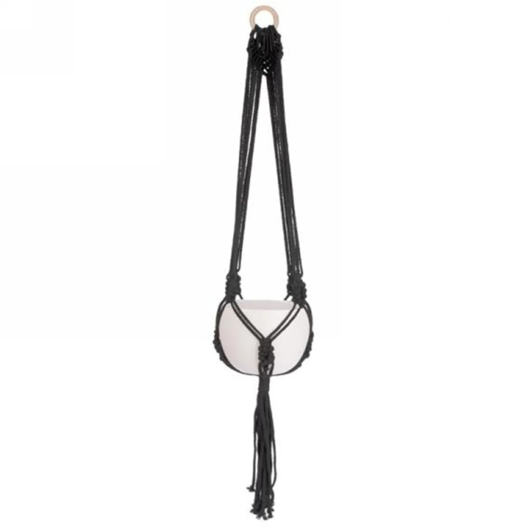 Planters*Attitudes Import Macrame For Hanging Planter - Black
