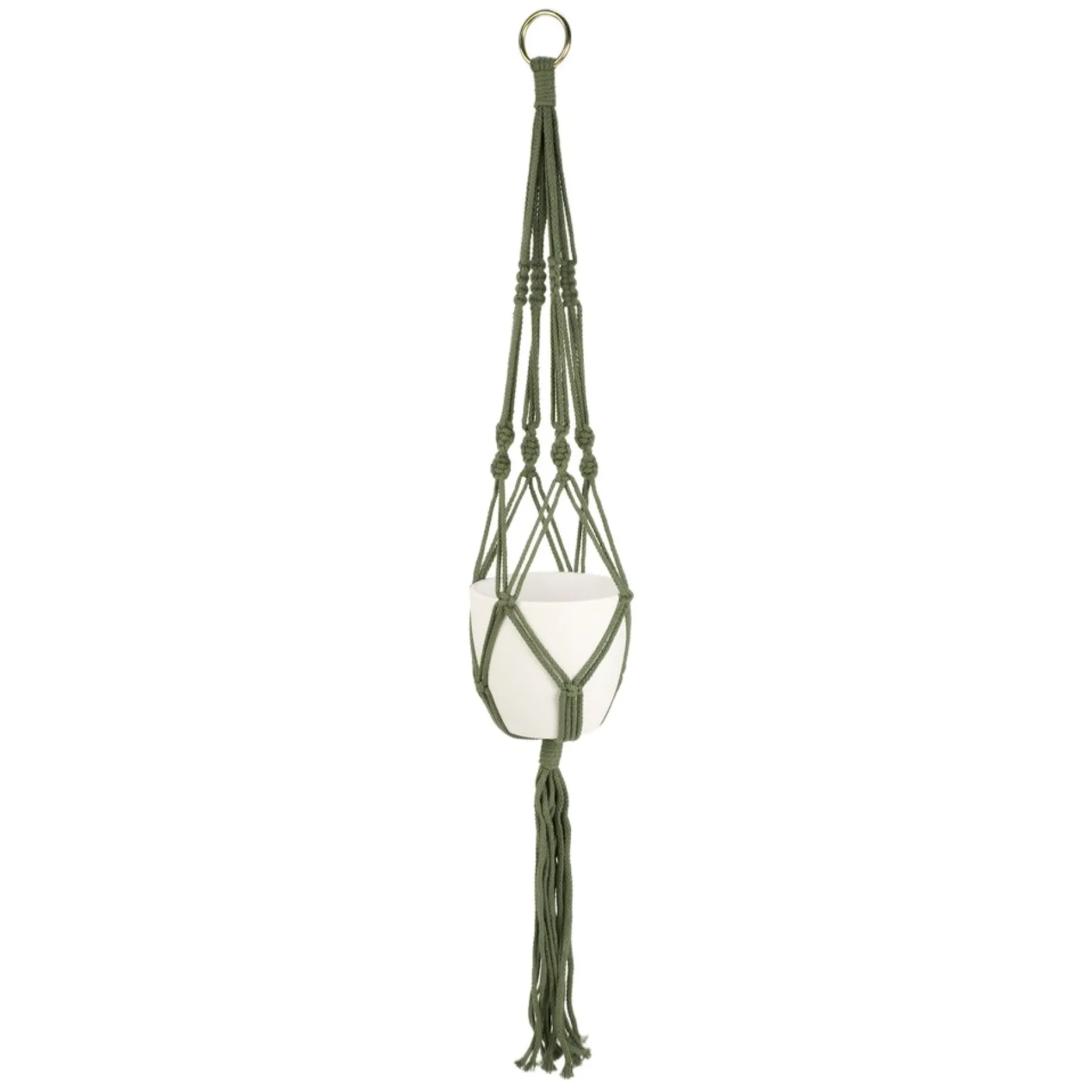 Planters*Attitudes Import Macrame Planter With Pot - Green