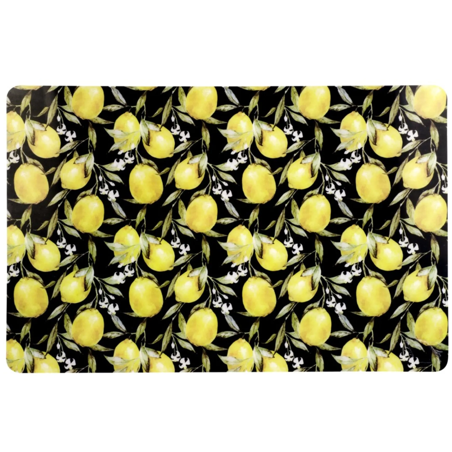 Tablecloths, Placemats & Napkins*Attitudes Import 2 Placemat - Black With Lemon