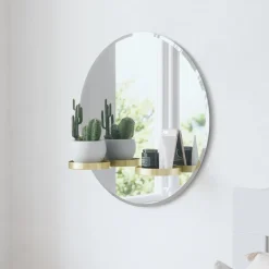 Mirrors*Umbra Round Mirror With Shelves - Perch