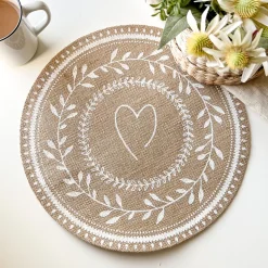 Tablecloths, Placemats & Napkins*Nostalgia Import Round Patterned Placemat - Heart