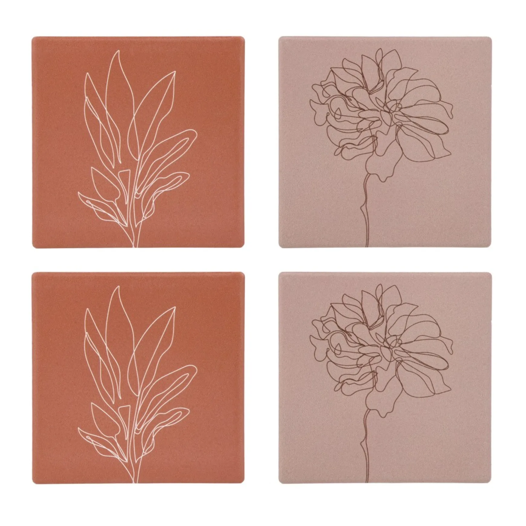 Serving Accessories*Attitudes Import Set Of 4 Coasters - Flowers