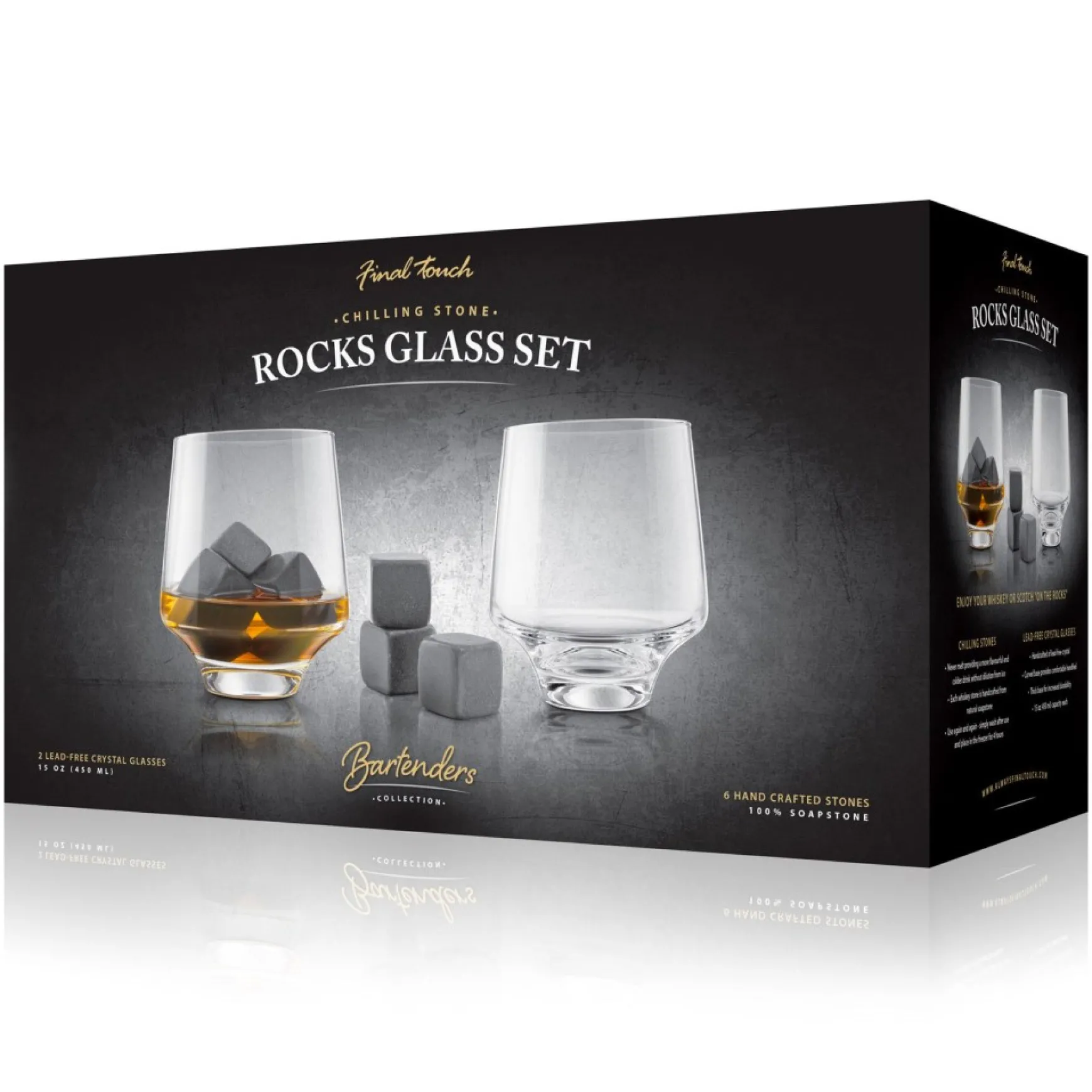All For Spirits*PSI product Set Of 2 Glasses With 6 Ice Cubes In Soapstone