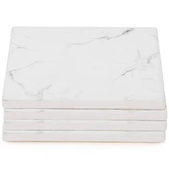Serving Accessories*Attitudes Import Set Of 4 Marbled Coasters - White