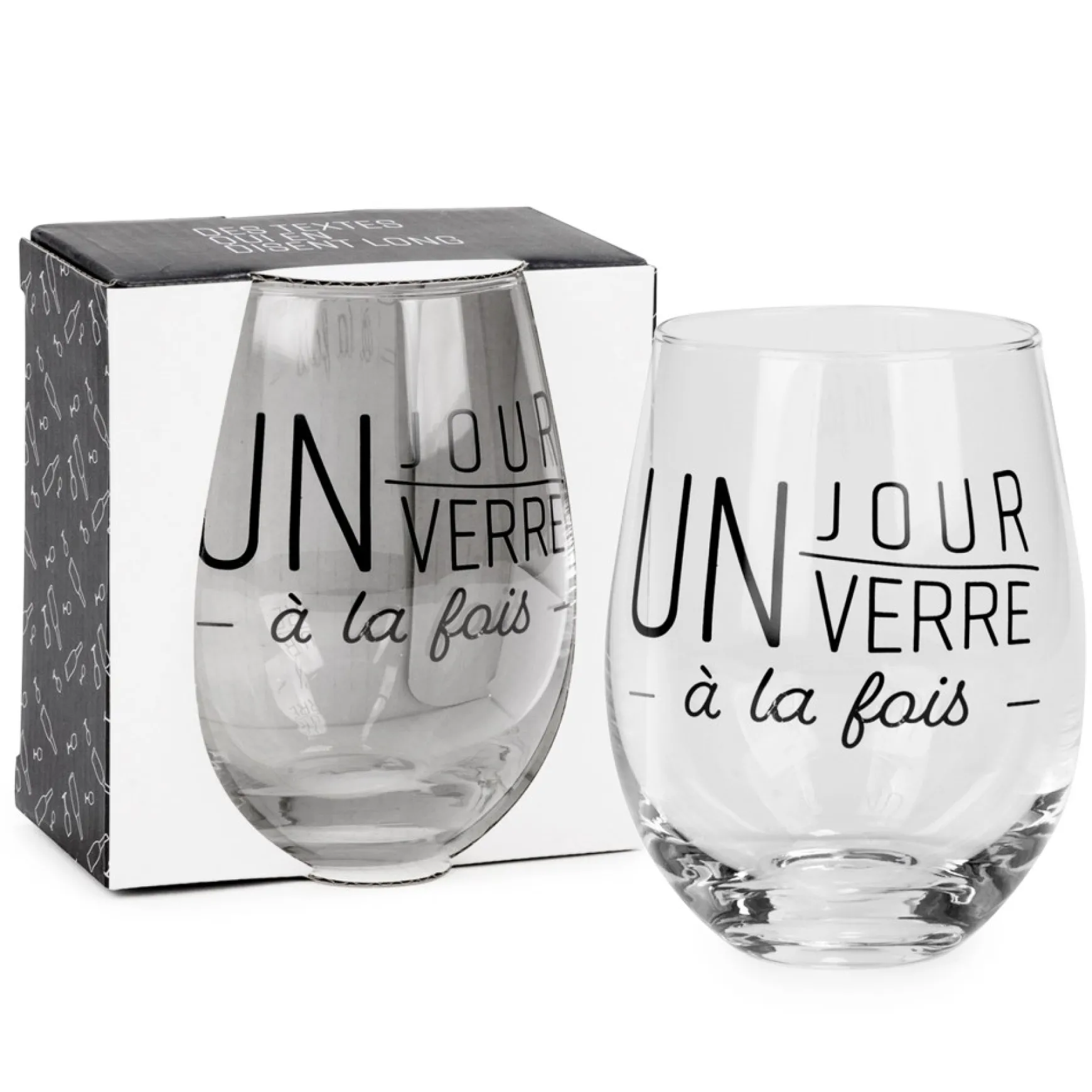Products With Text*Attitudes Import Steamless Wine Glass - Un Jour/Verre A La Fois