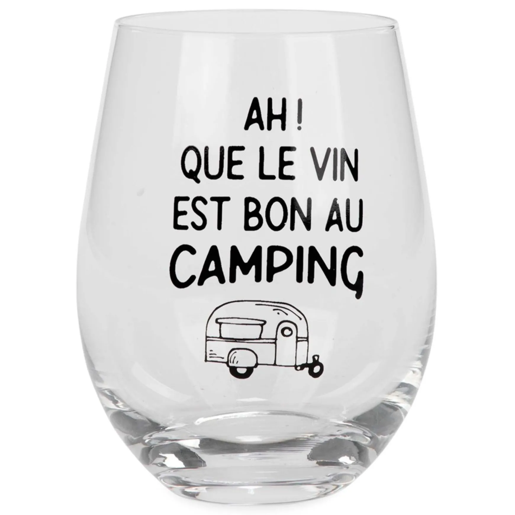 Products With Text*Attitudes Import Stemless Wine Glass - Camping