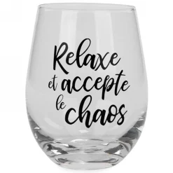 Products With Text*Attitudes Import Stemless Wine Glass - Relaxe Et Accepte Le Chaos