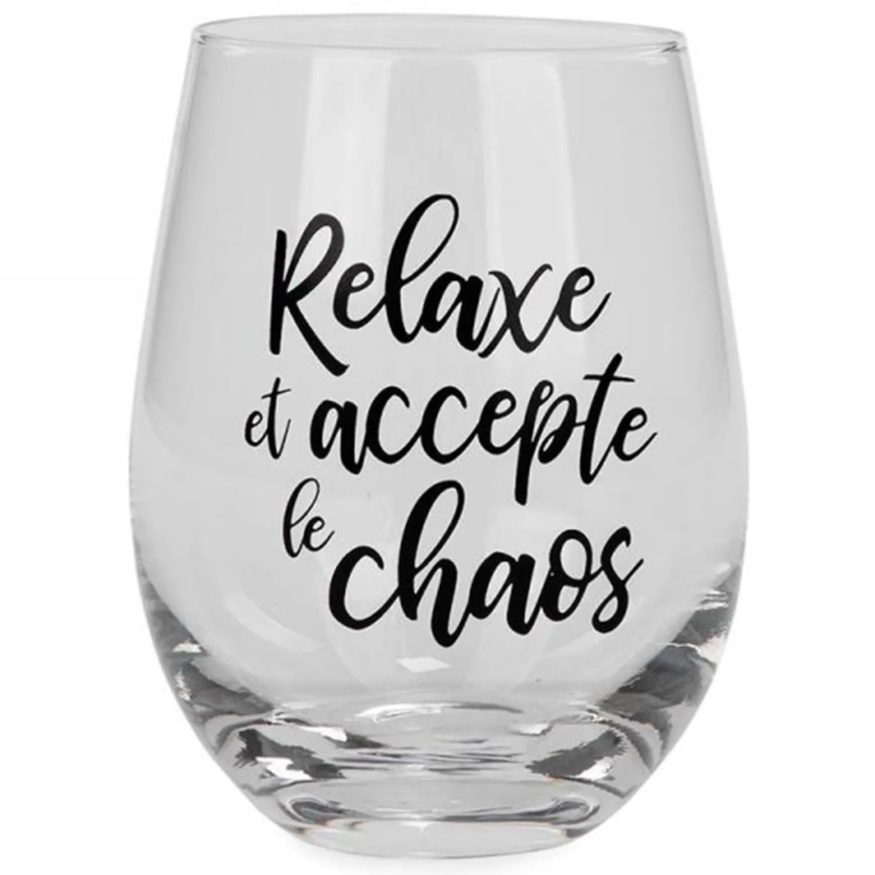 All For Wine*Attitudes Import Stemless Wine Glass - Relaxe Et Accepte Le Chaos