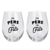 Products With Text*Attitudes Import 2 Stemless Wine Glass - Tel Pere Tel Fils