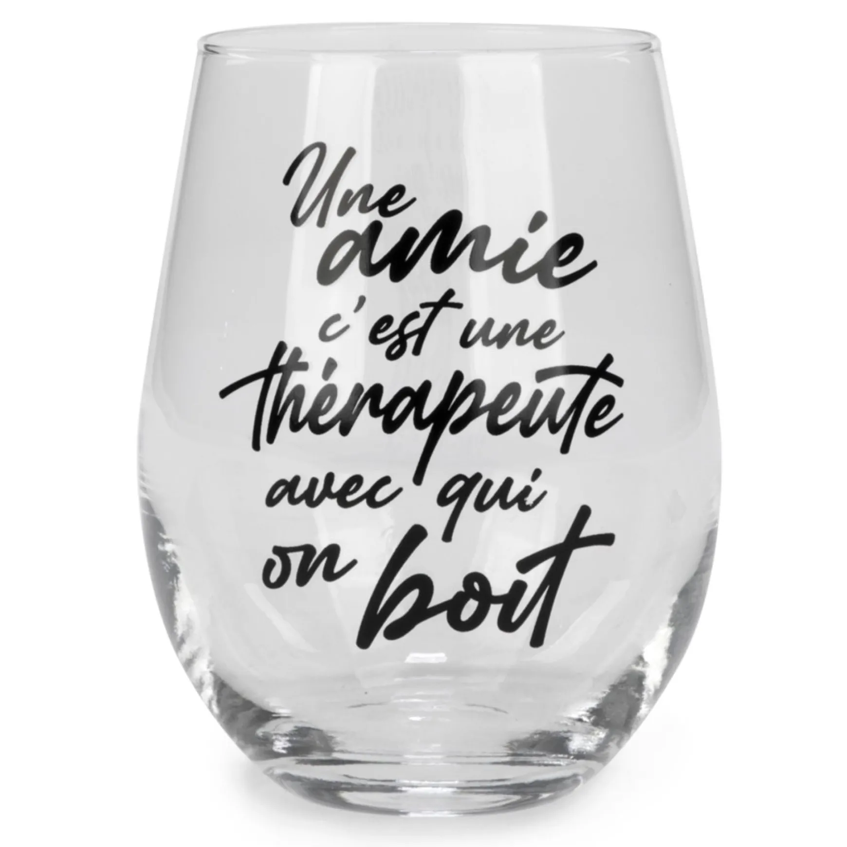 Products With Text*Attitudes Import Stemless Wine Glass - Une Amie
