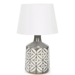 Luminaires*Attitudes Import 2 Table Lamp - Grey Base With Floral Pattern