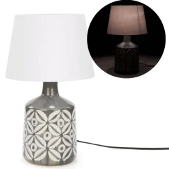 Luminaires*Attitudes Import 2 Table Lamp - Grey Base With Floral Pattern