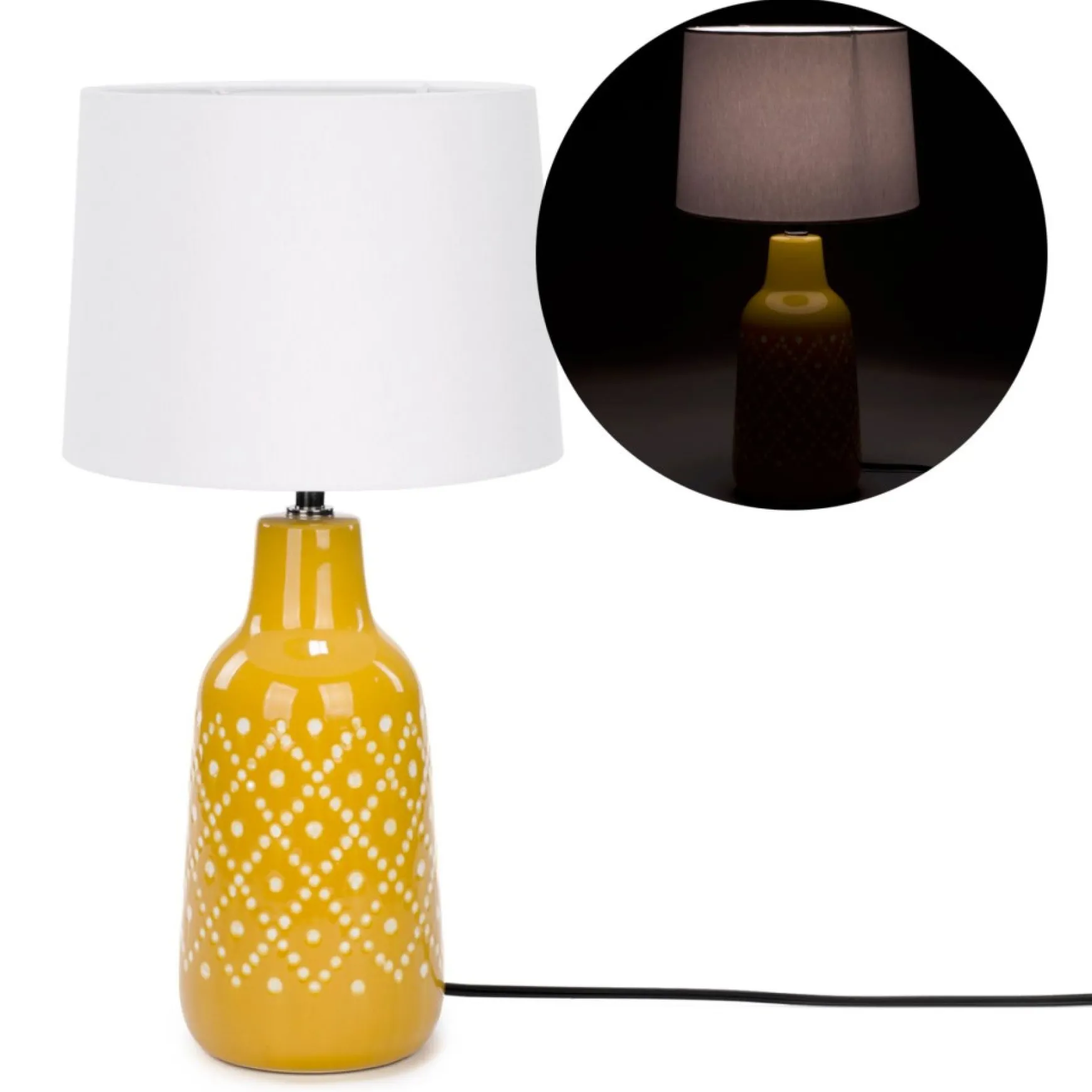 Luminaires*Attitudes Import 2 Table Lamp - Yellow Base And Geo Design