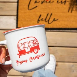 Mugs With Text*Nostalgia Import Vintage Mug - Joyeux Campeurs