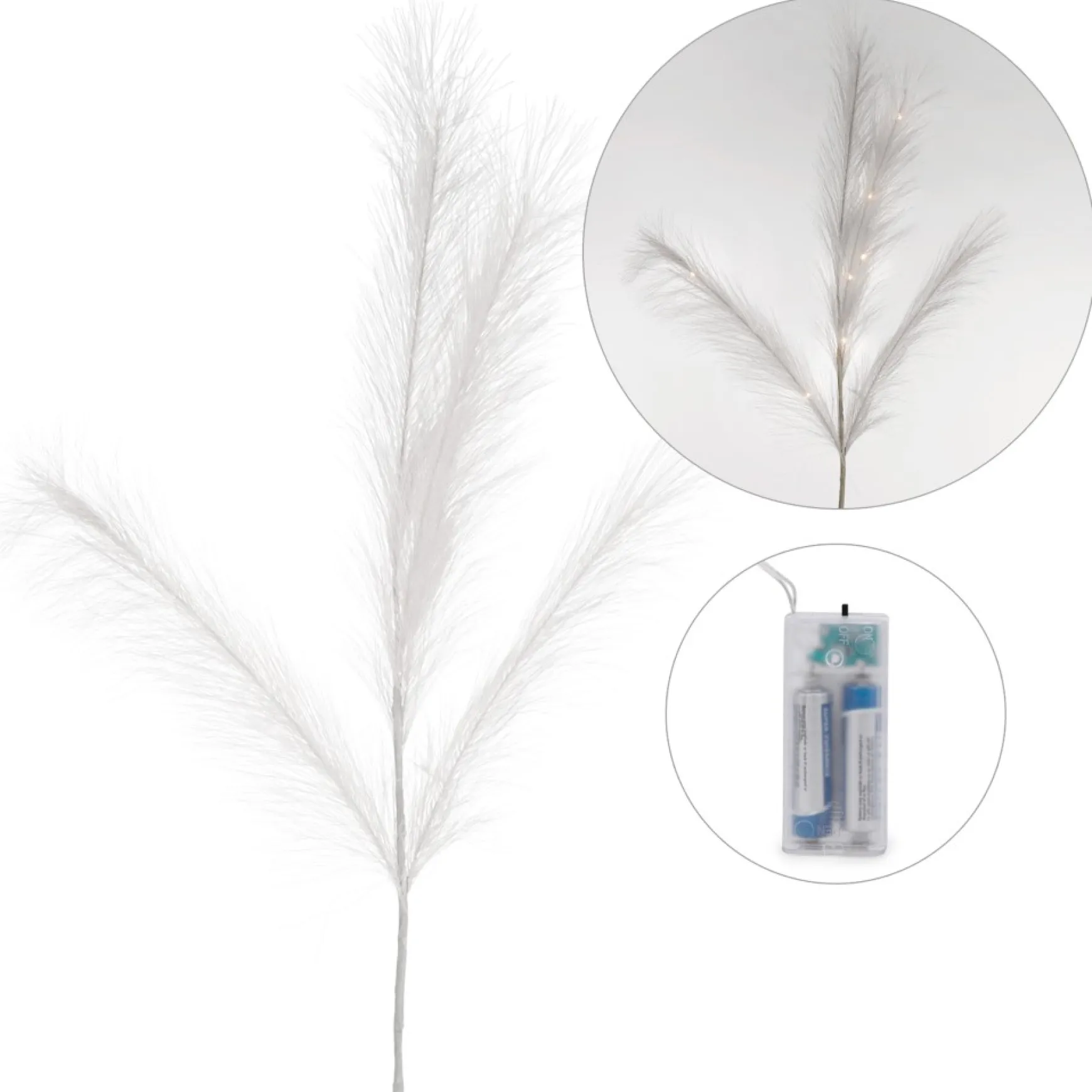 Dried Stems & Flowers*Attitudes Import White Feather Stem - Illuminated
