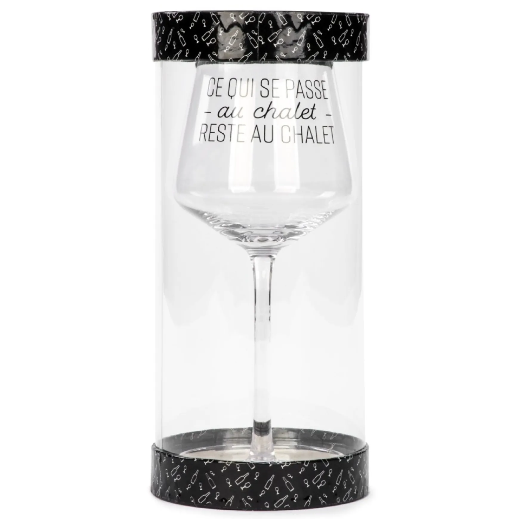 Products With Text*Attitudes Import 2 Wine Glass - Ce Qui Se Passe Au Chalet