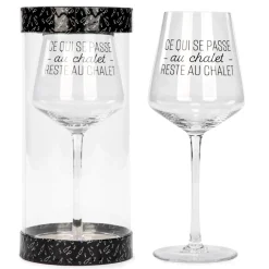 Products With Text*Attitudes Import 2 Wine Glass - Ce Qui Se Passe Au Chalet
