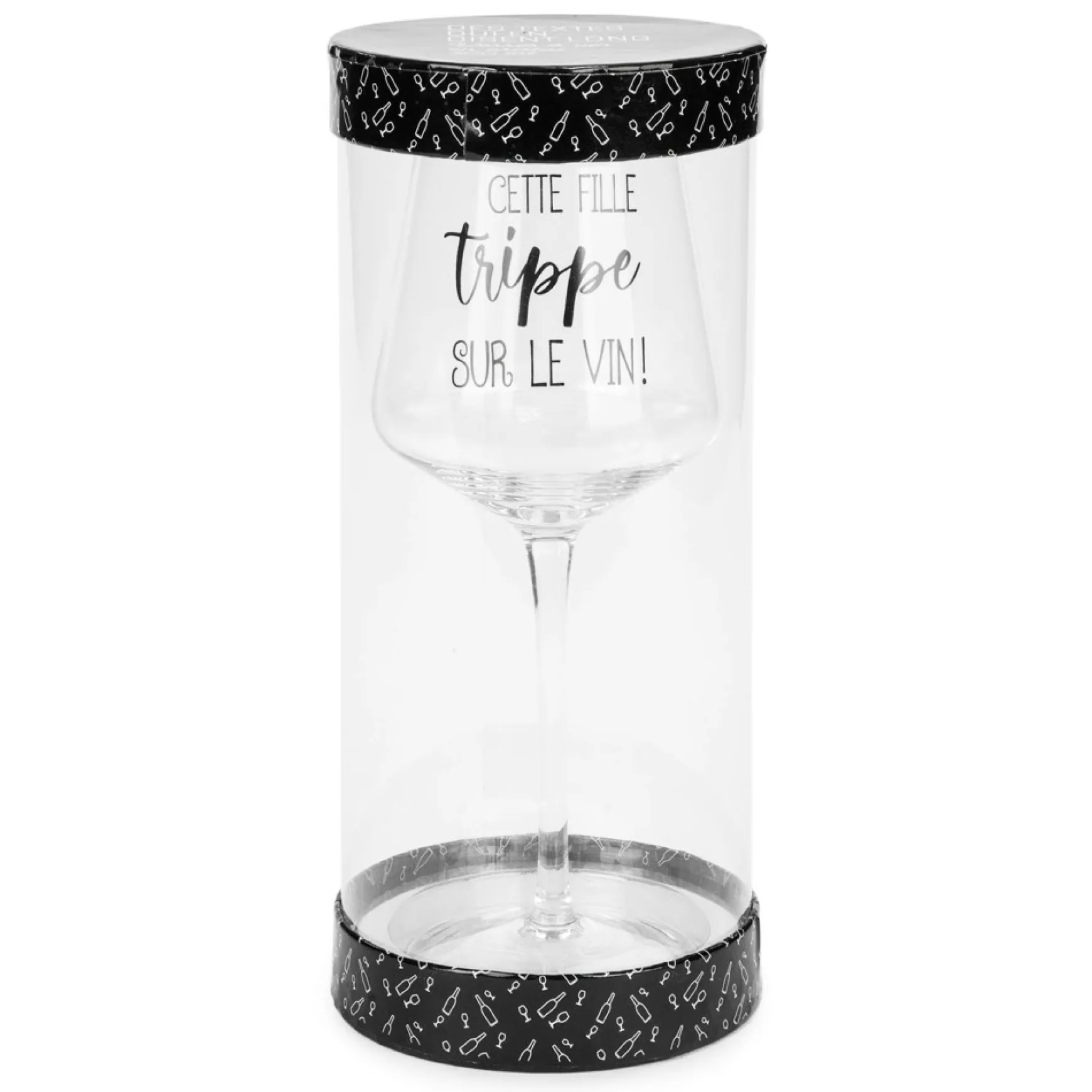 Products With Text*Attitudes Import 2 Wine Glass - Cette Fille Trippe Sur Le Vin