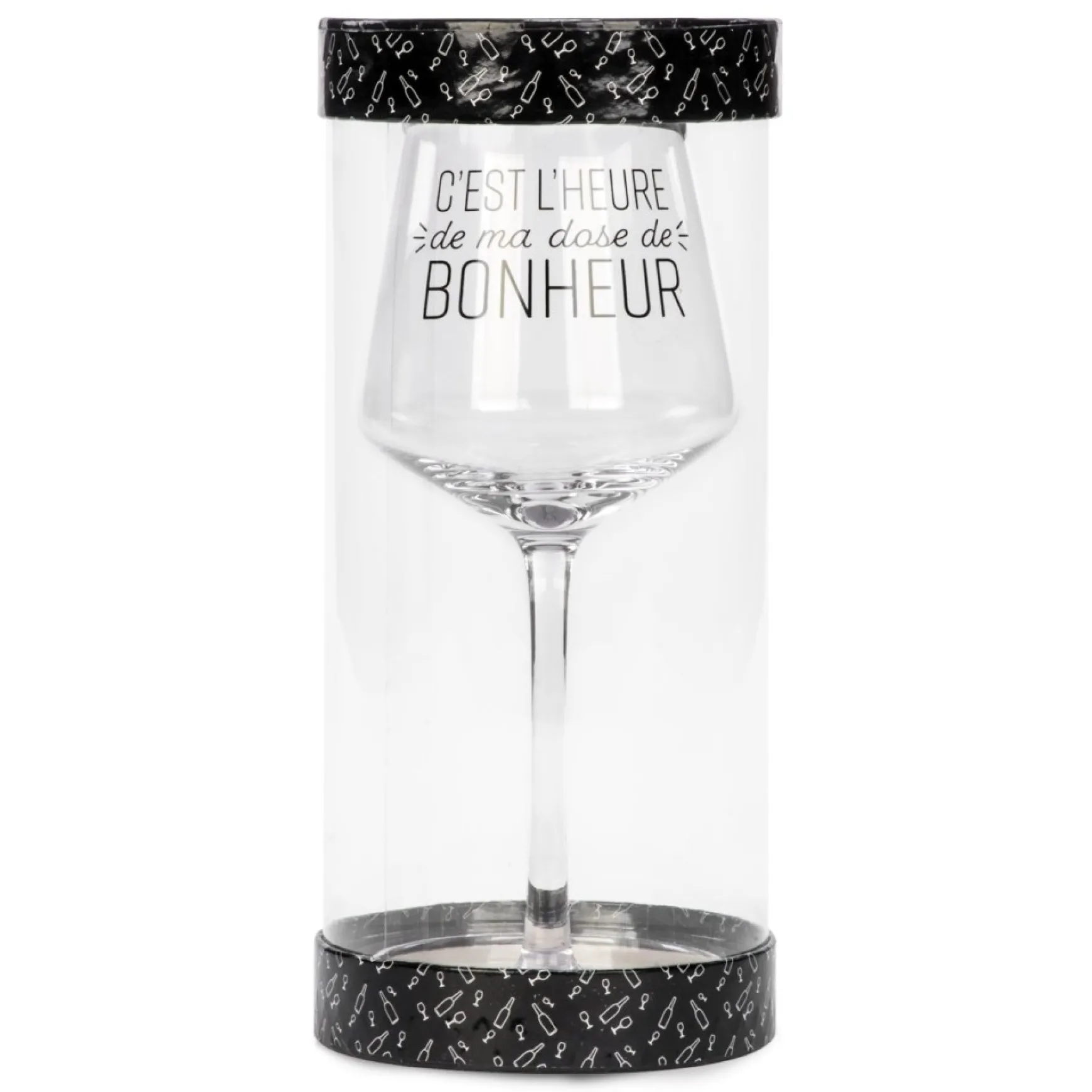 Products With Text*Attitudes Import 2 Wine Glass - Dose De Bonheur