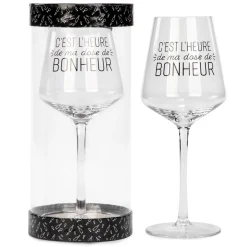 Products With Text*Attitudes Import 2 Wine Glass - Dose De Bonheur