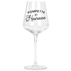 Products With Text*Attitudes Import 2 Wine Glass - Pompette & Heureuse