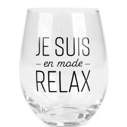 Products With Text*Attitudes Import 2 Wine Glass Without Stem - Je Suis En Mode Relax
